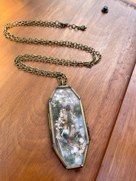 Preserved Life Recycled Lizard Coffin Window Necklace