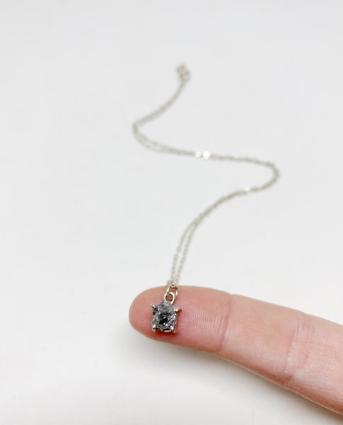 In the Rough Genuine Raw Diamond Sterling Silver Necklace