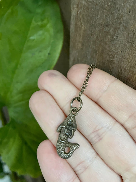 Simple Sirens Mermaid Necklace (in brass)