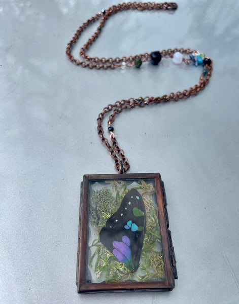 Butterfly Wing Window Necklace (in antique copper)