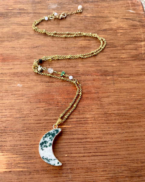 La Luna Necklace (in Moss Agate)