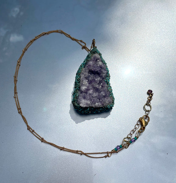 Dreams of Beauty Necklace in Amethyst, Turquoise, and Pyrite