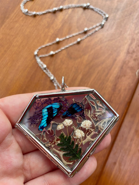 Butterfly Wing Window Necklace (in Silver)